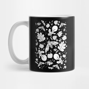 Black and white moths and autumn Mug